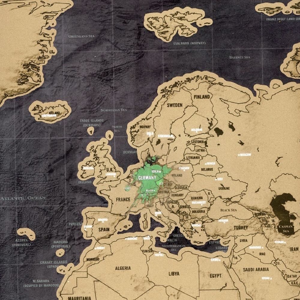 Noire Carte du monde à gratter 