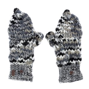 Moufles mitaines chinées noir/blanc