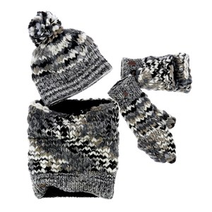 Moufles mitaines chinées noir/blanc