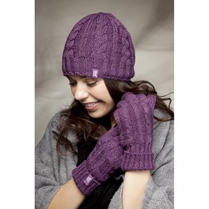 Coffret bonnet et mitaines mauves