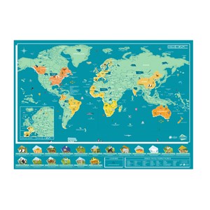 Carte du monde animaux à gratter