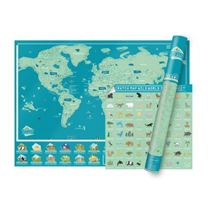 Carte du monde à gratter animaux