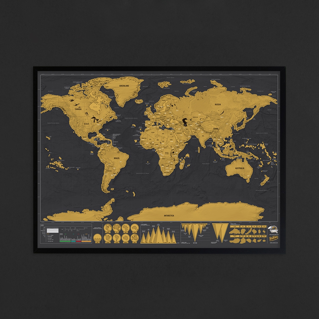Carte de monde à gratter 30x20 cm, Plaques messages
