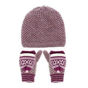 Coffret bonnet et mitaines violet