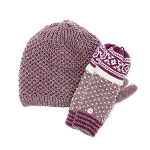 Coffret bonnet et mitaines violet