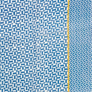 Chèche bleu pompons jaunes