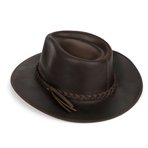 Chapeau en cuir marron L