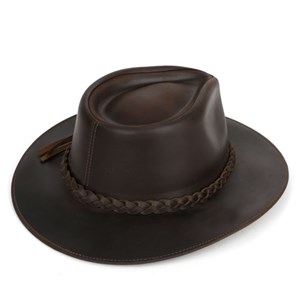 Chapeau en cuir marron L