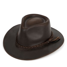 Chapeau en cuir marron