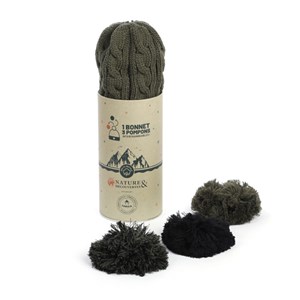 Bonnet kaki 3 pompons Cabaïa