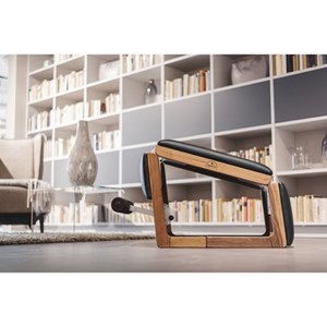 Banc de musculation en bois et cuir