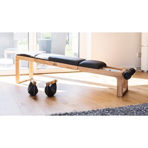 Banc de musculation en bois et cuir