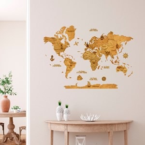 Carte du monde en bois 2D