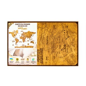 Carte du monde en bois 2D