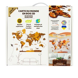 Carte du monde en bois 3D