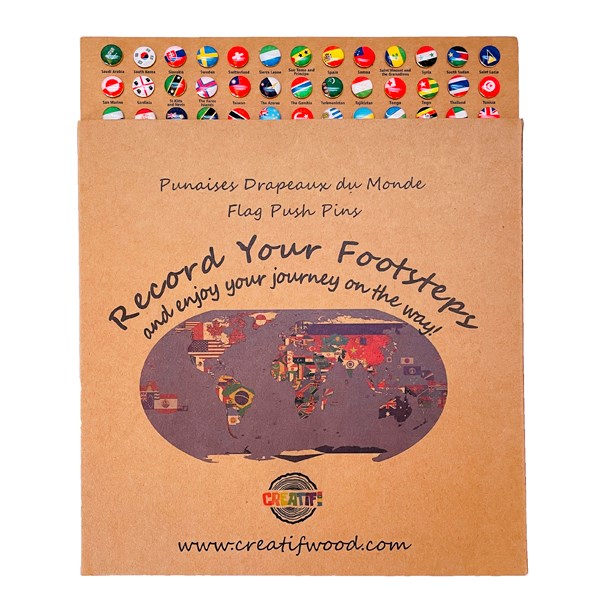 Creatifwood - Punaises drapeaux du monde