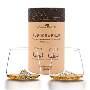 Coffret 2 verres à whisky topographiques