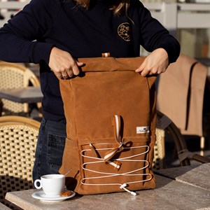 Sac à dos roll-top moutarde