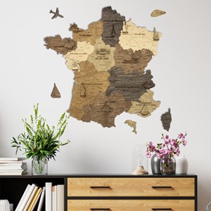 Carte de France murale en bois