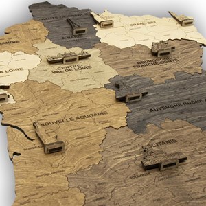 Carte de France murale en bois