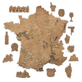 Carte vignobles de France en bois