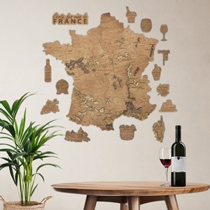 Carte vignobles de France en bois