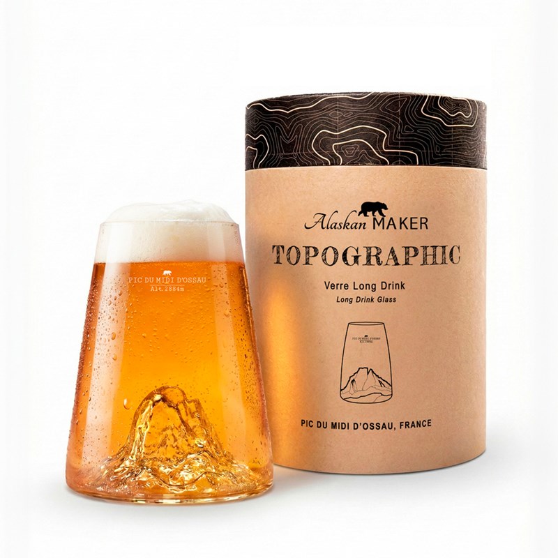 Verre design topographic Pic du Midi d’Ossau France