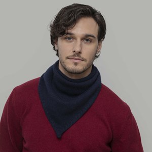 Sophie Scarf en laine recyclée mixte Bleu foncé