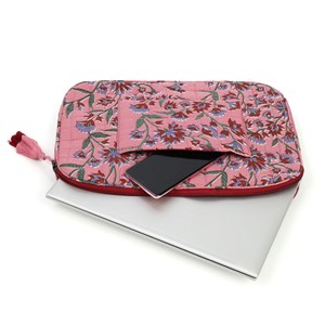 Housse de protection ordinateur en coton Rose