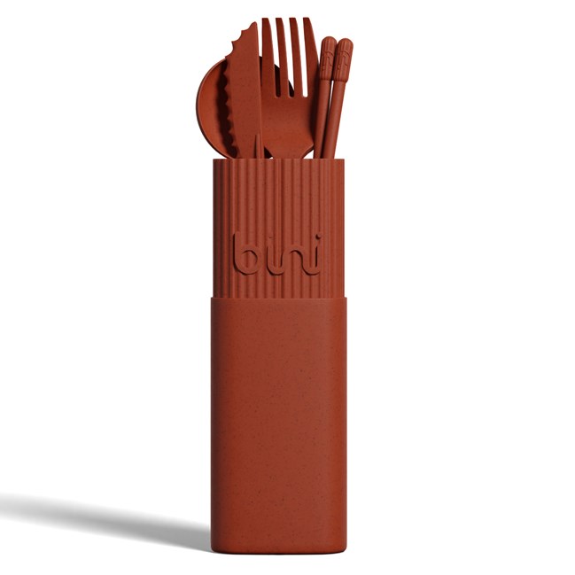 Kit couverts nomades réutilisables rouge