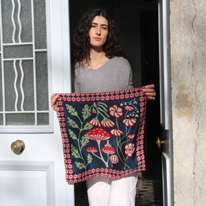 Foulard en soie Les Belles Vagabondes Bleu marine