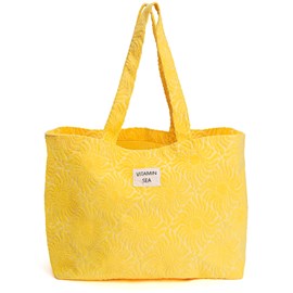 Grand sac cabas de plage coton et polyester jaune
