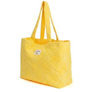 Grand sac cabas de plage coton et polyester jaune