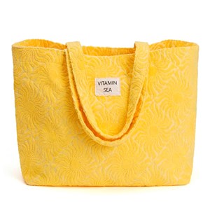Grand sac cabas de plage coton et polyester jaune