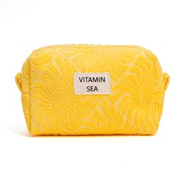 Trousse de toilette de voyage grande capacité en coton et polyester motif soleil