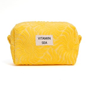 Trousse de toilette de voyage grande capacité en coton et polyester motif soleil