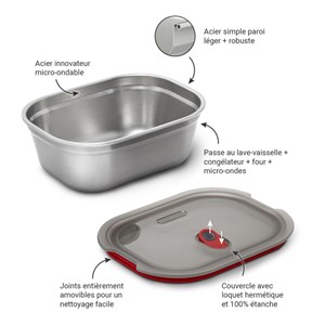 Grande lunch box 1,2 L multifonction en acier inoxydable Black and Blum