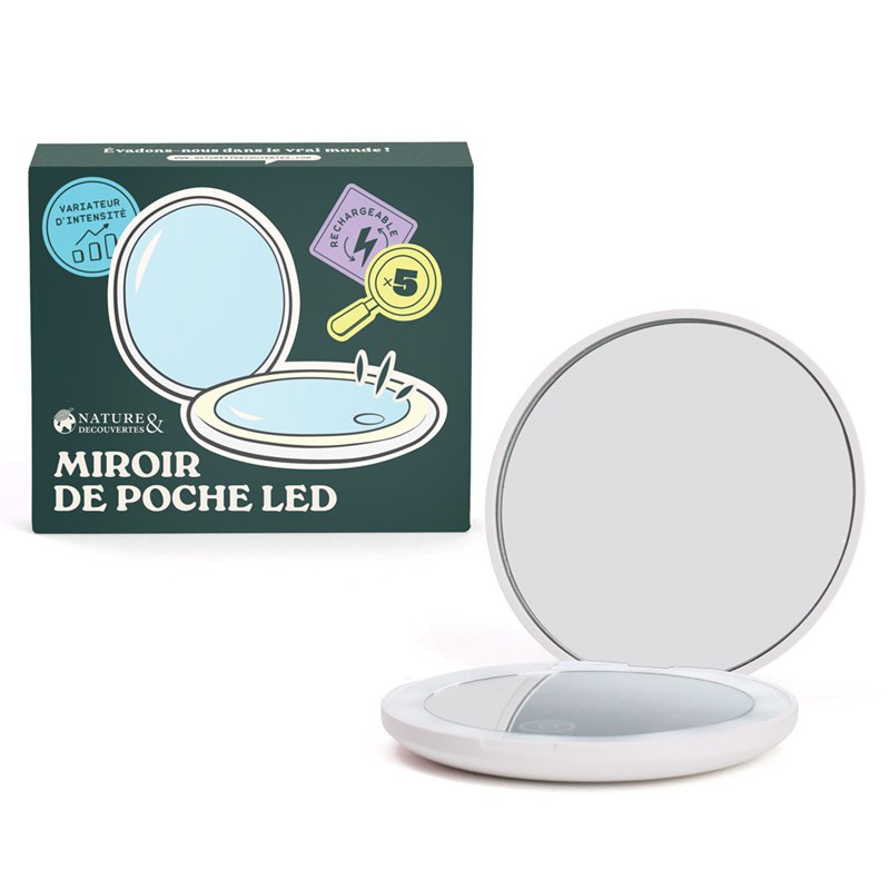 Miroir grossissant Led de voyage rechargeable