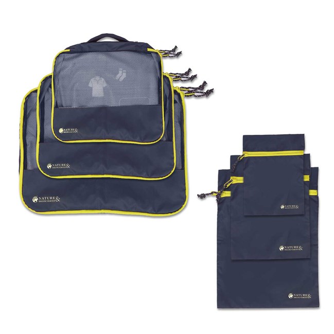 Nature & Découvertes - Kit organiseur 6 pochettes de voyage bleu marine