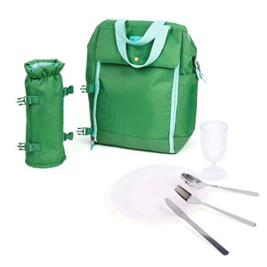 Sac-à-dos pique-nique isotherme avec vaisselle 4 personnes et porte-bouteille