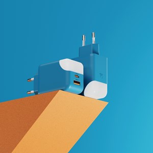 Adaptateur secteur Ice-GaN 65W charge rapide					 Bleu