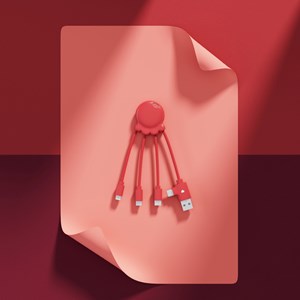 Câble de charge multi-connecteurs Octopus Rouge