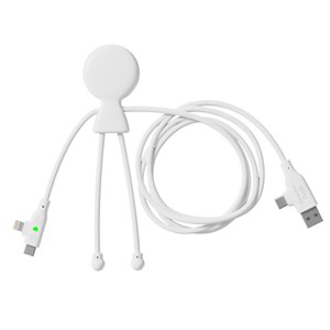 Câble multi-connecteurs Mr Bio Long Fast charge rapide					 Blanc