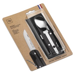 Couteau multifonction Bivouac noir en acier inoxydable TB 1648