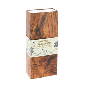 Coffret bouteille bois et accessoires