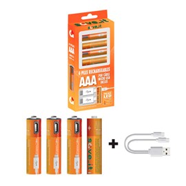 Pack 4 piles AAA rechargeables USB