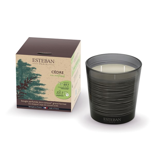 Esteban - Grande bougie parfumée Cèdre naturel