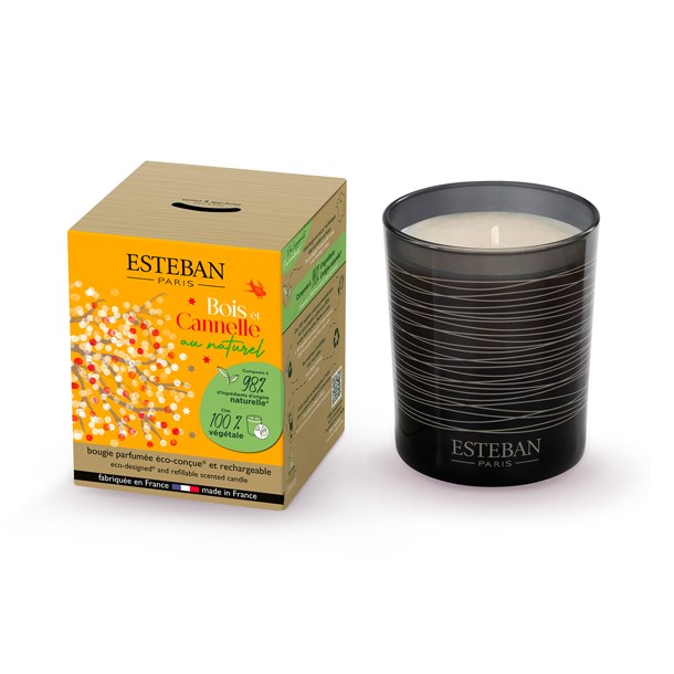 Esteban - Bougie parfumée bois cannelle naturel