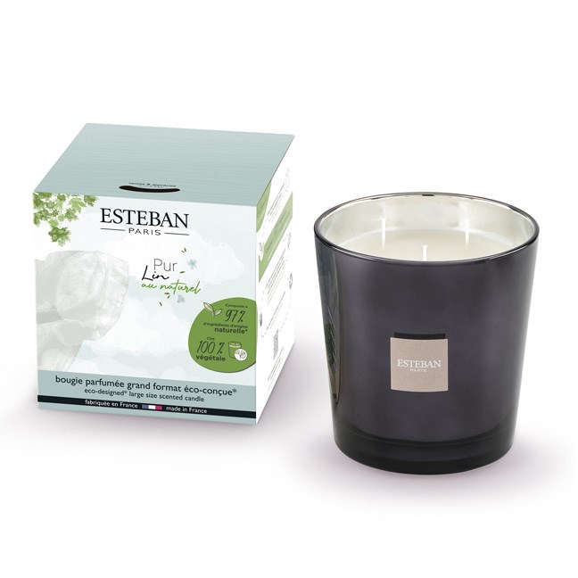 Esteban - Grande bougie parfumée Pur lin