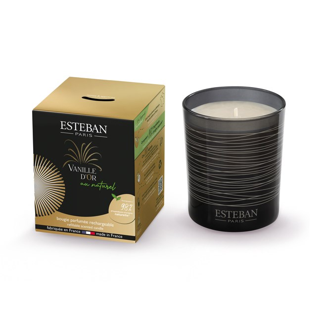 Esteban - Bougie parfumée Vanille d'Or au naturel